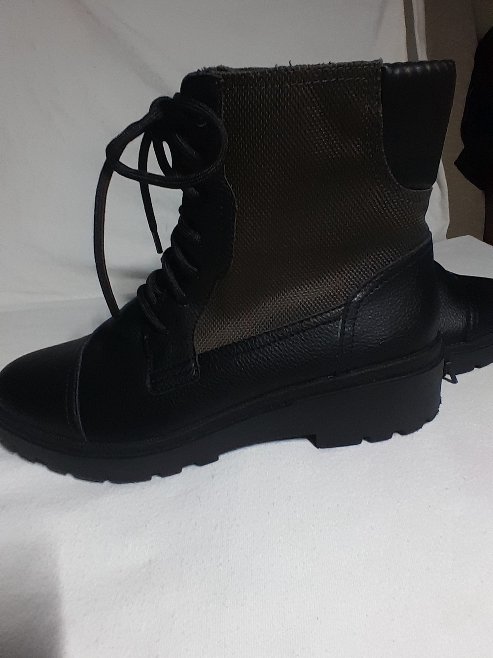 Men's Lace-Up Combat Boots - Black and Olive